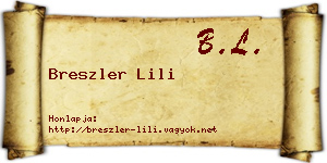 Breszler Lili névjegykártya
